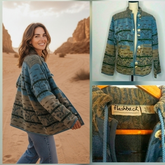 Vintage Jackets & Blazers - VINTAGE | Southwestern Tapestry Prairie Boho Jacket LARGE